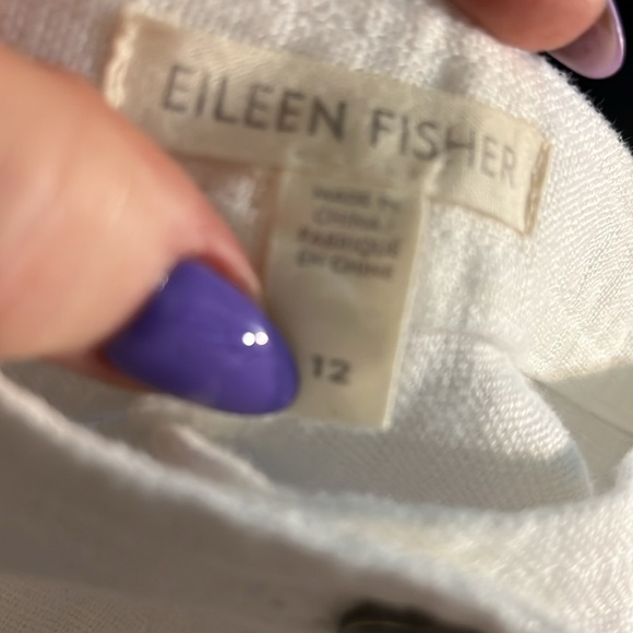 Eileen Fisher Wide Leg Pants Organic Linen Cropped White Size 12 - Picture 9 of 12